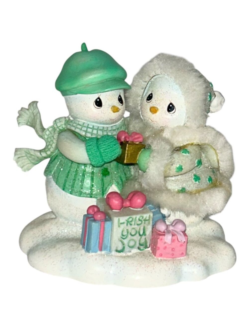 PRECIOUS MOMENTS "I-rish You Joy" Collectible Figurine Snow Blessings Vintage